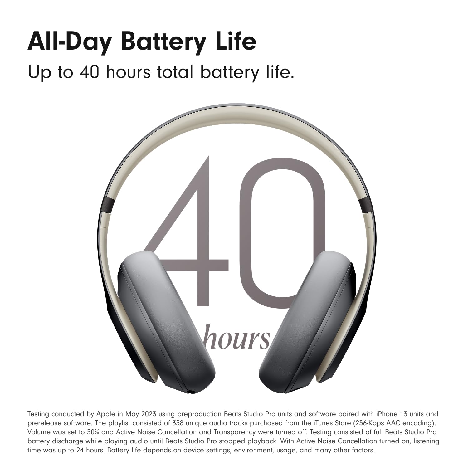 Beats Studio Pro-Premium Wireless Over-Ear Headphones- Up to 40-Hour Battery Life, Active Noise Cancelling, USB-C Lossless Audio, Apple &amp; Android Compatible- Sandstone