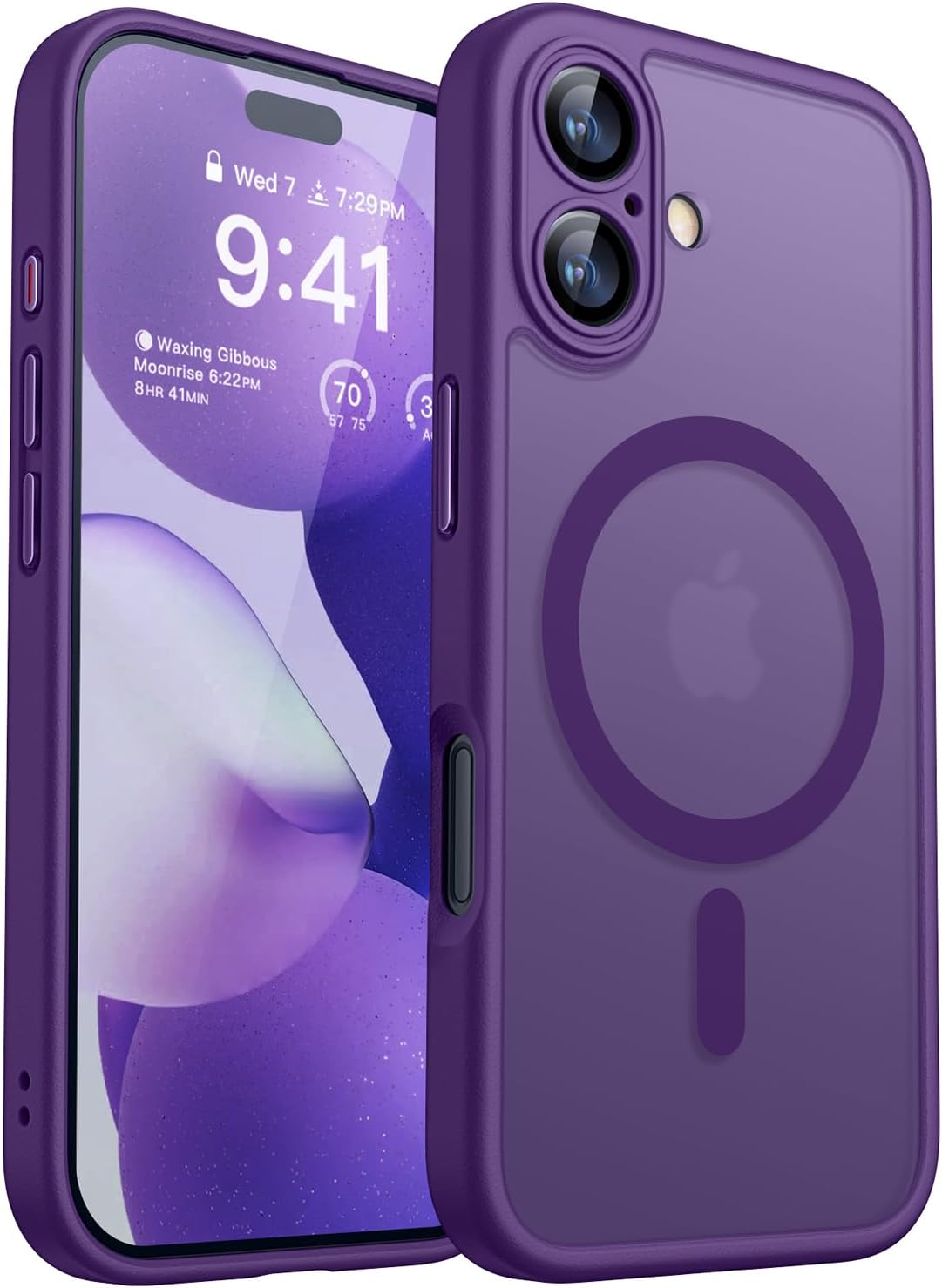 CANSHN Magnetic Compatible with iPhone 12 Case, Upgraded [Full Camera Protection] [Compatible with Magsafe] [Translucent Matte] Shockproof Protective Phone Case Cover 6.1 Inch - Hot Pink