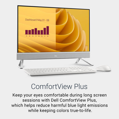 Dell 27 All-in-One Desktop ec27250-27-inch FHD (1920 x 1080) Display, Intel Core 5 Processor 120U, Intel Graphics, 16GB DDR5 RAM, 512GB SSD, Windows 11 Home, Onsite Service - White