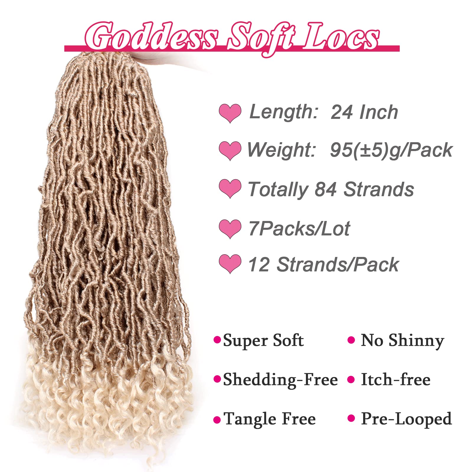 Leeven 7 Packs Faux Locs With Curly Ends 18 Inch Pre-looped Goddess Locs Crochet Hair 84 Strands Natural Black Crochet Bohemian Soft Locs Braiding Hair Extensions With Curls for Women 1B