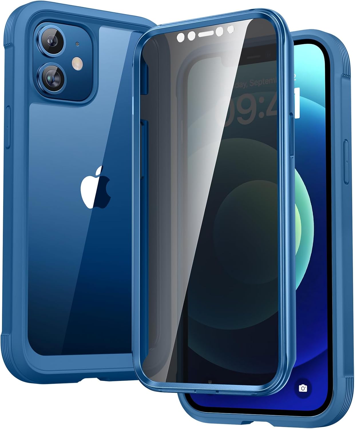 Diaclara Designed for iPhone 15 Case, Full Body Rugged Case with Built-in Touch Sensitive Anti-Scratch Screen Protector, with Camera Lens Protector for iPhone 15 6.1" (Wave Blue)