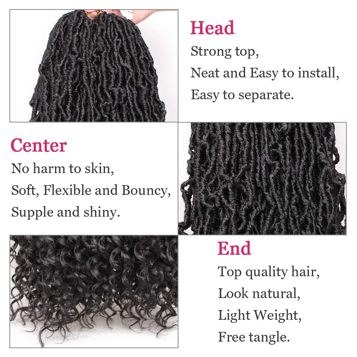 Leeven 7 Packs Faux Locs With Curly Ends 18 Inch Pre-looped Goddess Locs Crochet Hair 84 Strands Natural Black Crochet Bohemian Soft Locs Braiding Hair Extensions With Curls for Women 1B