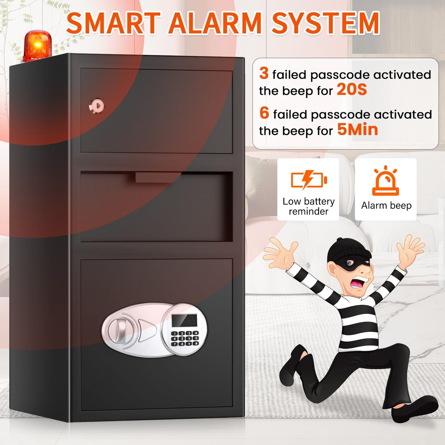 5.8 CU FT Extra Large Drop Safe for Business, Anti-Theft Money Drop Slot Safes with Digital Keypad and Spare Keys, Heavy Duty Depository Safe for Home Office Retail Store Business Mail Church