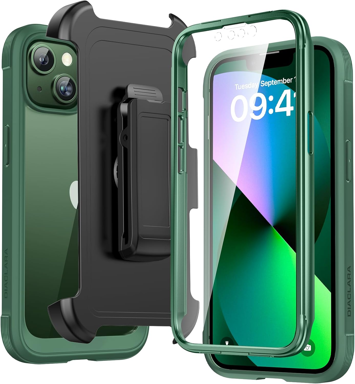 Diaclara Designed for iPhone 15 Case, Full Body Rugged Case with Built-in Touch Sensitive Anti-Scratch Screen Protector, with Camera Lens Protector for iPhone 15 6.1" (Wave Blue)