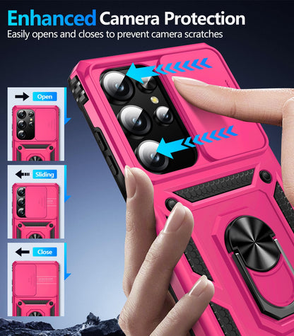 Samsung Galaxy S26 Ultra case with screen protector showing enhanced camera protection features.