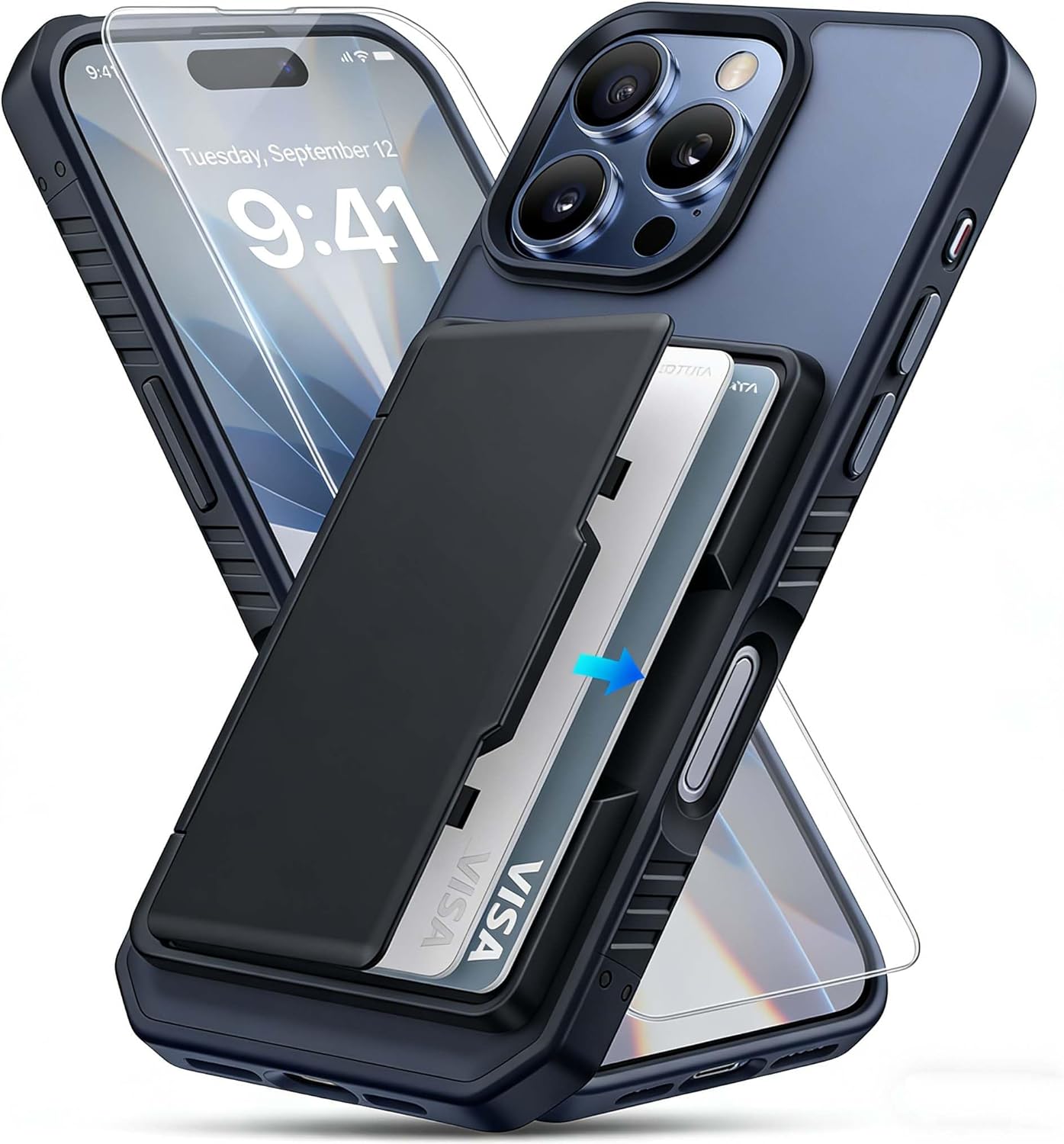 iPhone 16e 17e MagSafe case Miracase matte black phone case features card holder and protective design