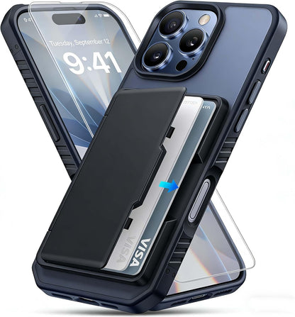 iPhone 16e 17e MagSafe case Miracase matte black phone case features card holder and protective design