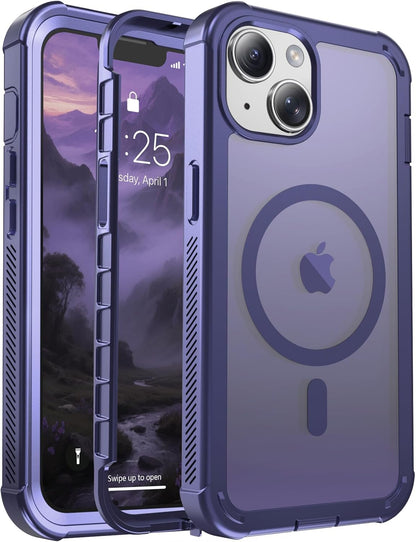 Magnetic for iPhone 14 Case, [Compatible with MagSafe][Military Grade Drop Protection][Heavy Duty Protection][Non-Slip][Shockproof] 2-Layer Durable Bumper Phone Case 6.1&