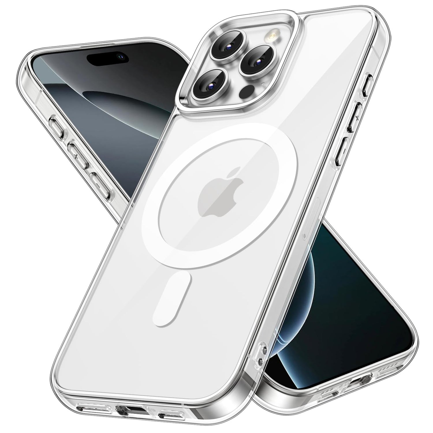premium aplus module features iPhone with clear case showcasing MagSafe compatibility and sleek design.