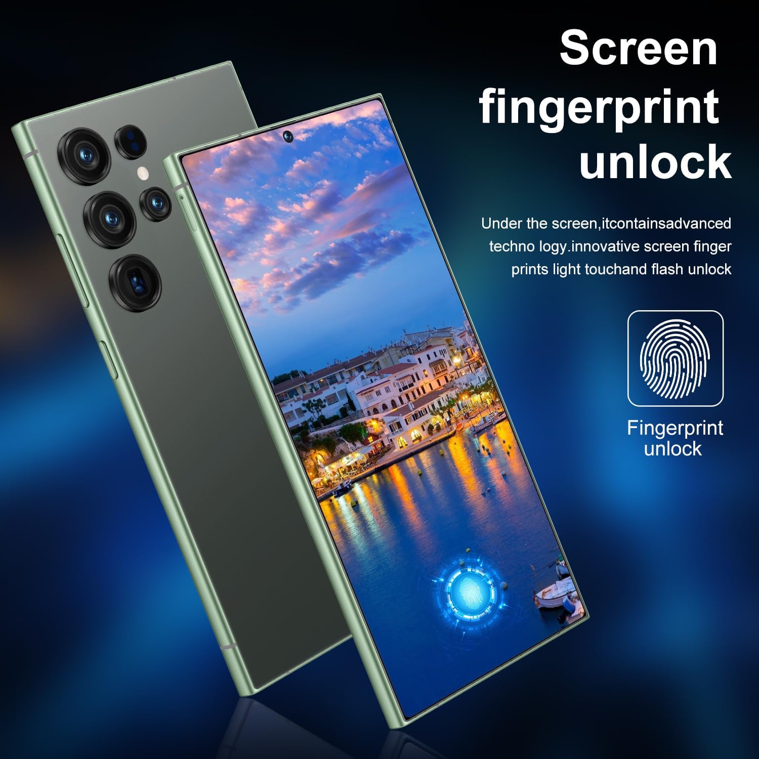 WWT I25 Ultra Unlocked Phone,Android 14 16+1TBGB Smartphone,Built in Pen The Phone,Cell Phone Battery 7000mAh 6.99" HD Screen,Dual SIM/5G/Face ID/Fingerprint Lock/GPS (Green, 16+1TB)