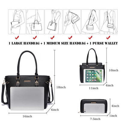 Montana West 3PCS Purses for Women Tote Bag and Wallet Set Shoulder Satchel Handbags