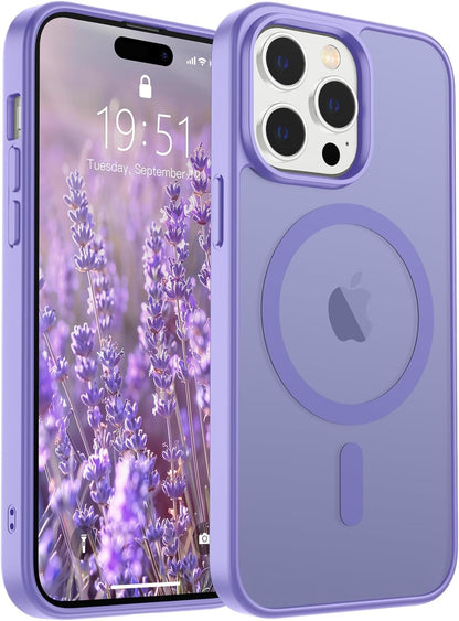 SUPFINE Magnetic for iPhone 14 Case &amp; iPhone 13 Case (Compatible with MagSafe)(Military Grade Drop Protection) Translucent Matte Shockproof Phone Cover,Black