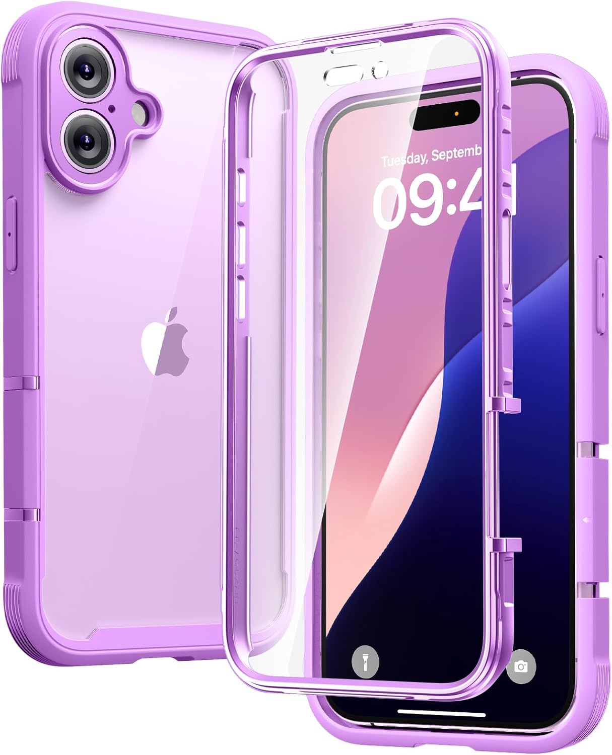 Diaclara Designed for iPhone 15 Case, Full Body Rugged Case with Built-in Touch Sensitive Anti-Scratch Screen Protector, with Camera Lens Protector for iPhone 15 6.1" (Wave Blue)