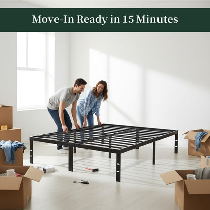 Queen Size Bed Frame, 14 Inch Metal Platform Bed Frames with Heavy Duty Steel Slat Support, No Box Spring Needed, Easy Assembly, Under Bed Storage