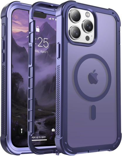 Magnetic for iPhone 14 Case, [Compatible with MagSafe][Military Grade Drop Protection][Heavy Duty Protection][Non-Slip][Shockproof] 2-Layer Durable Bumper Phone Case 6.1&