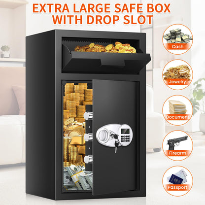 5.8 CU FT Extra Large Drop Safe for Business, Anti-Theft Money Drop Slot Safes with Digital Keypad and Spare Keys, Heavy Duty Depository Safe for Home Office Retail Store Business Mail Church