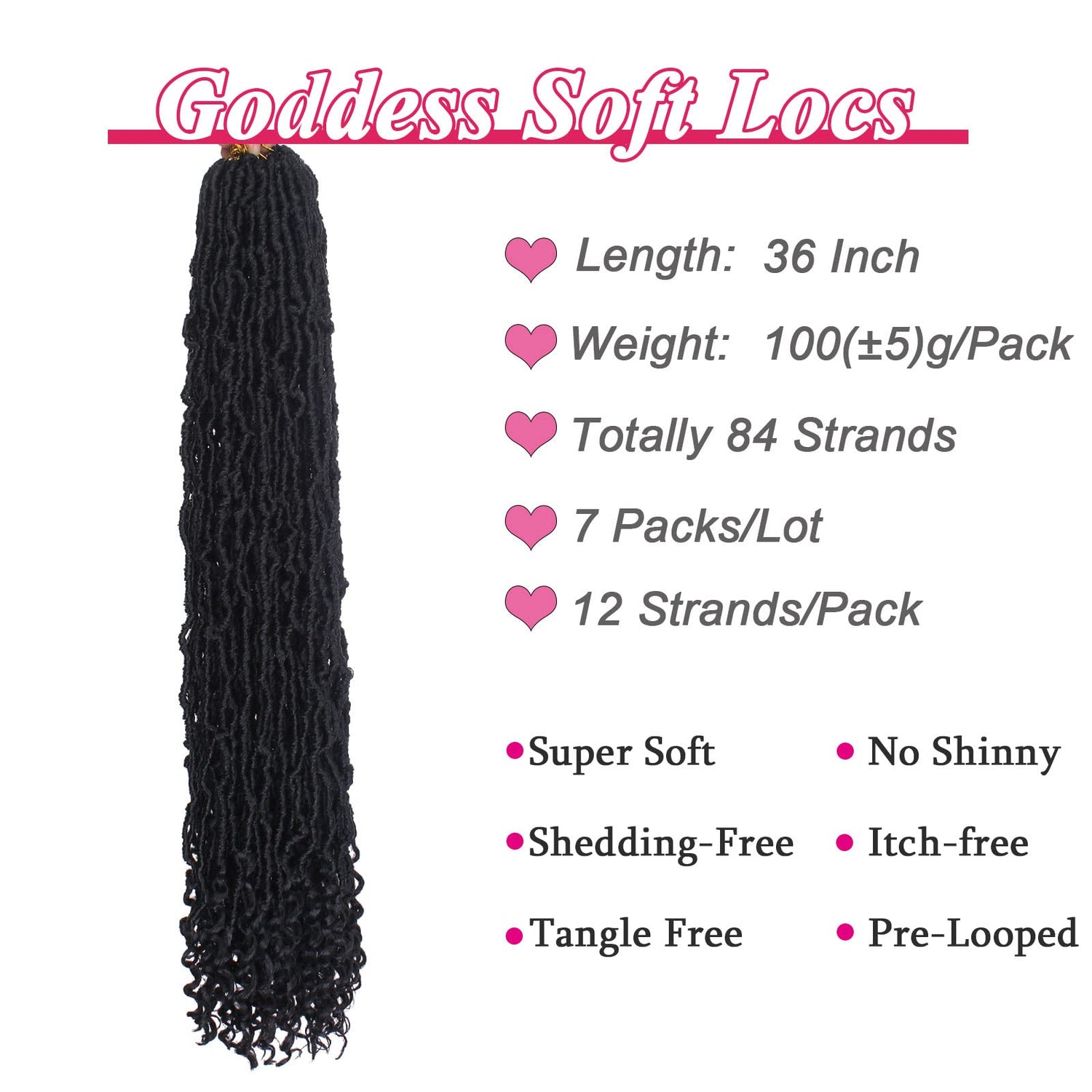 Leeven 7 Packs Faux Locs With Curly Ends 18 Inch Pre-looped Goddess Locs Crochet Hair 84 Strands Natural Black Crochet Bohemian Soft Locs Braiding Hair Extensions With Curls for Women 1B