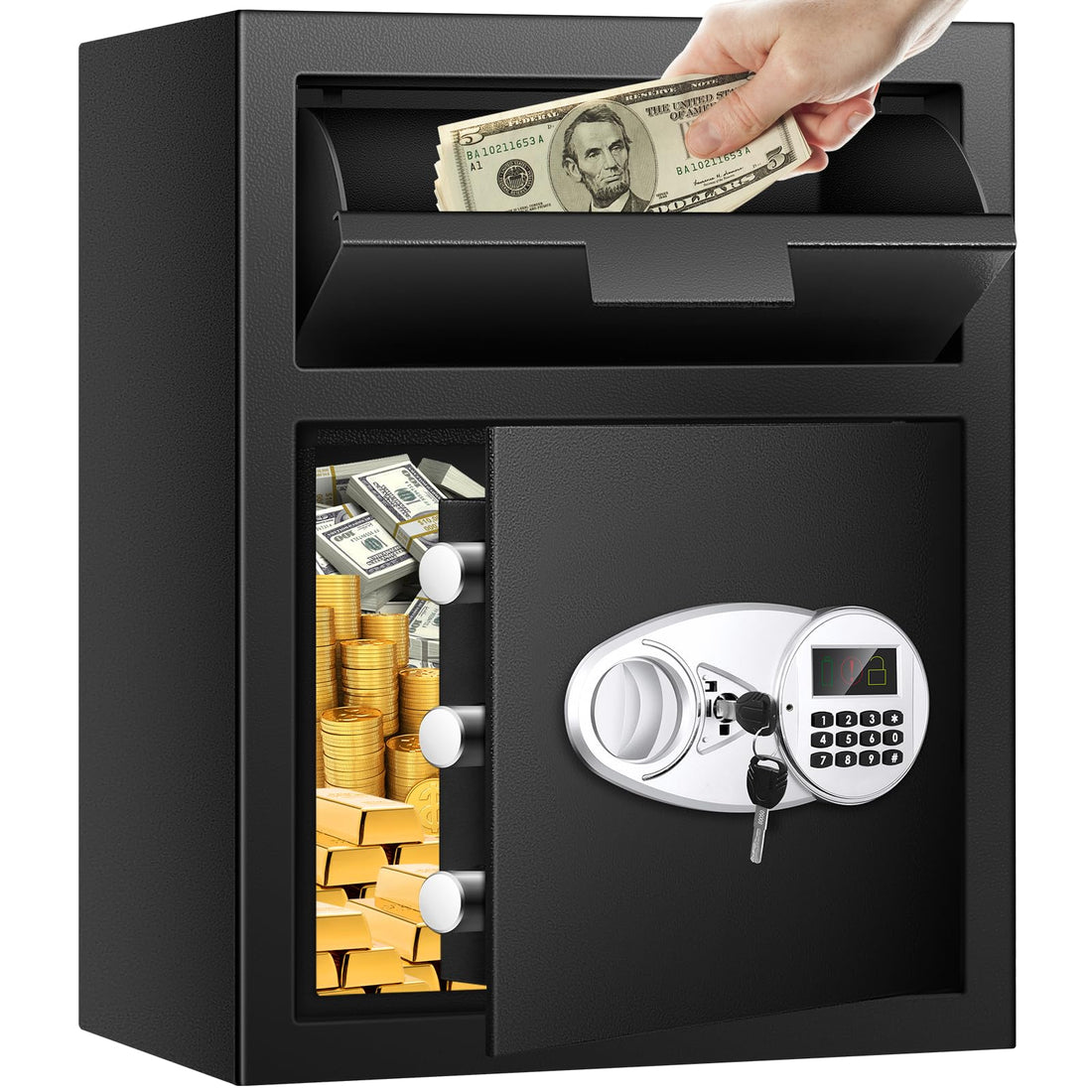 5.8 CU FT Extra Large Drop Safe for Business, Anti-Theft Money Drop Slot Safes with Digital Keypad and Spare Keys, Heavy Duty Depository Safe for Home Office Retail Store Business Mail Church