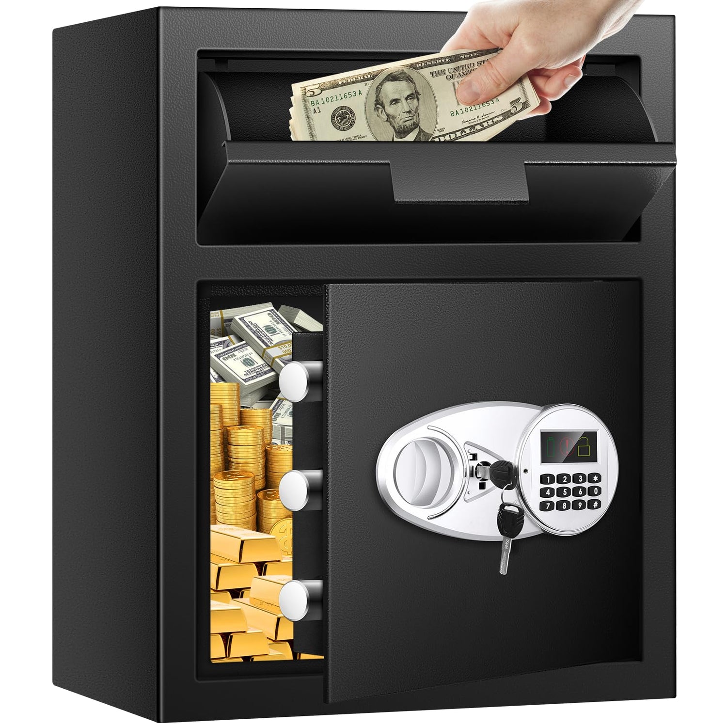5.8 CU FT Extra Large Drop Safe for Business, Anti-Theft Money Drop Slot Safes with Digital Keypad and Spare Keys, Heavy Duty Depository Safe for Home Office Retail Store Business Mail Church