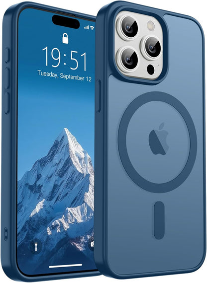 SUPFINE Magnetic for iPhone 14 Case &amp; iPhone 13 Case (Compatible with MagSafe)(Military Grade Drop Protection) Translucent Matte Shockproof Phone Cover,Black