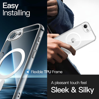 premium aplus module features iPhone with clear case showcasing MagSafe compatibility and sleek design.