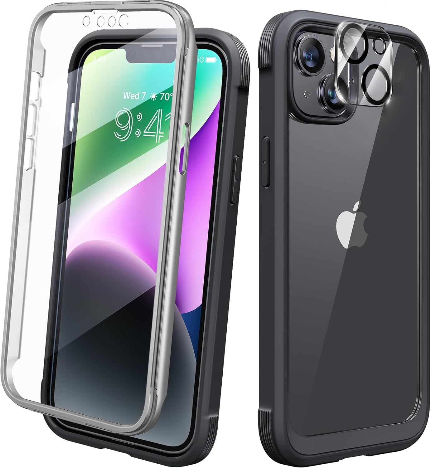 Diaclara Designed for iPhone 15 Case, Full Body Rugged Case with Built-in Touch Sensitive Anti-Scratch Screen Protector, with Camera Lens Protector for iPhone 15 6.1" (Wave Blue)