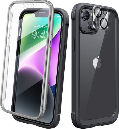 Diaclara Designed for iPhone 15 Case, Full Body Rugged Case with Built-in Touch Sensitive Anti-Scratch Screen Protector, with Camera Lens Protector for iPhone 15 6.1" (Wave Blue)