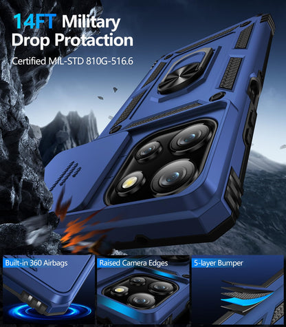 Samsung Galaxy S26 Ultra case with screen protector Taisaide S in blue, showcasing military drop protection features.