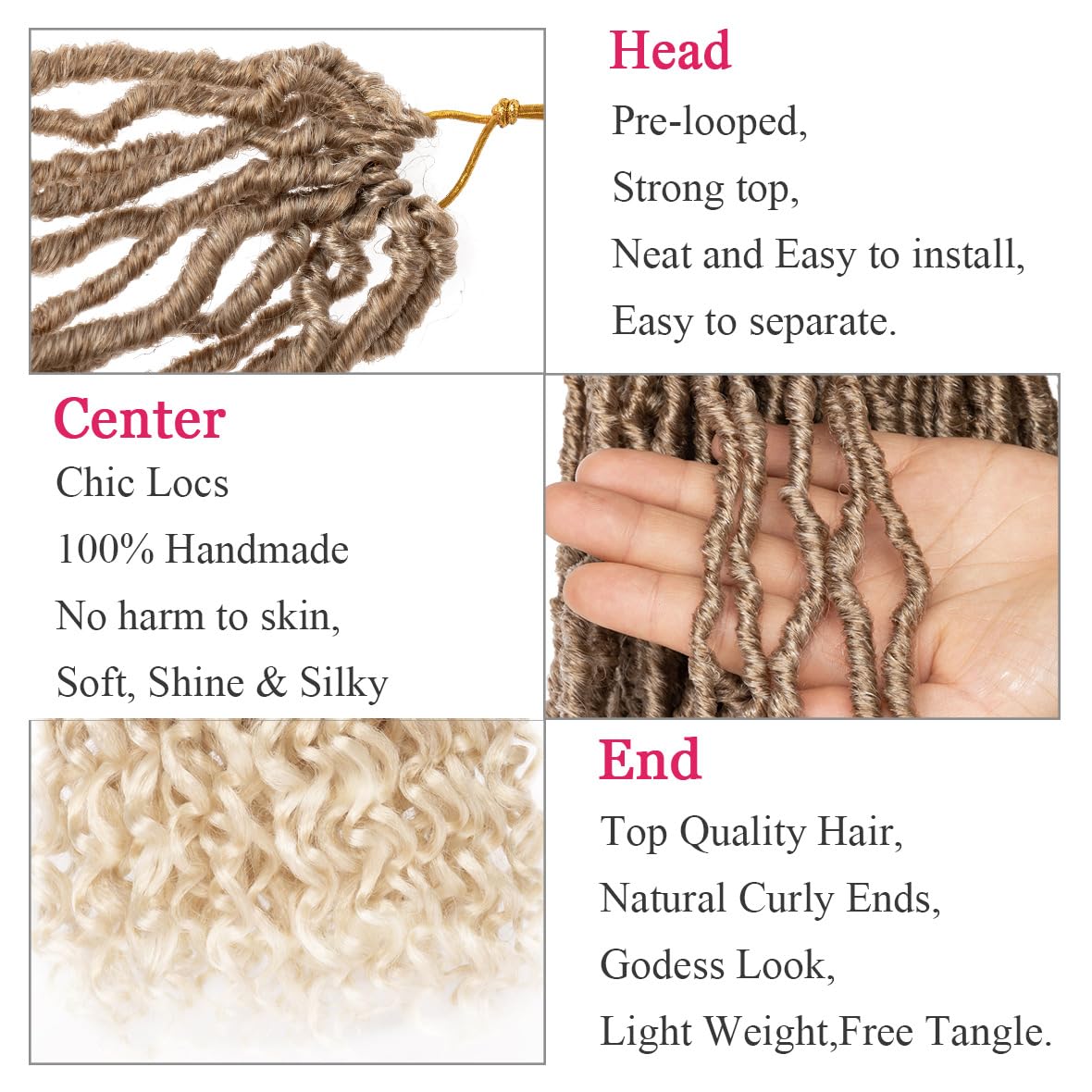 Leeven 7 Packs Faux Locs With Curly Ends 18 Inch Pre-looped Goddess Locs Crochet Hair 84 Strands Natural Black Crochet Bohemian Soft Locs Braiding Hair Extensions With Curls for Women 1B