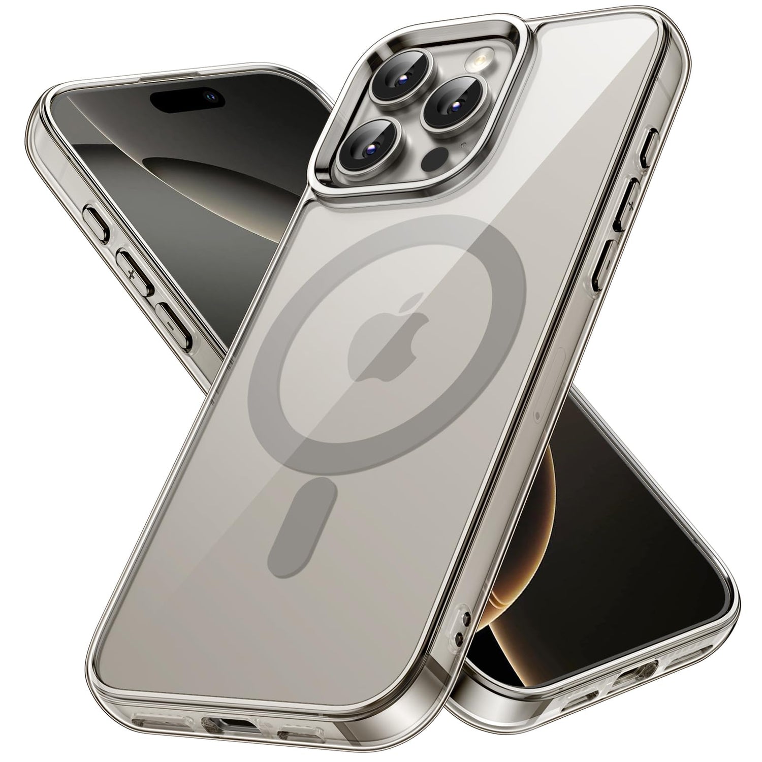 premium aplus module features iPhone with clear case showcasing MagSafe compatibility and sleek design.