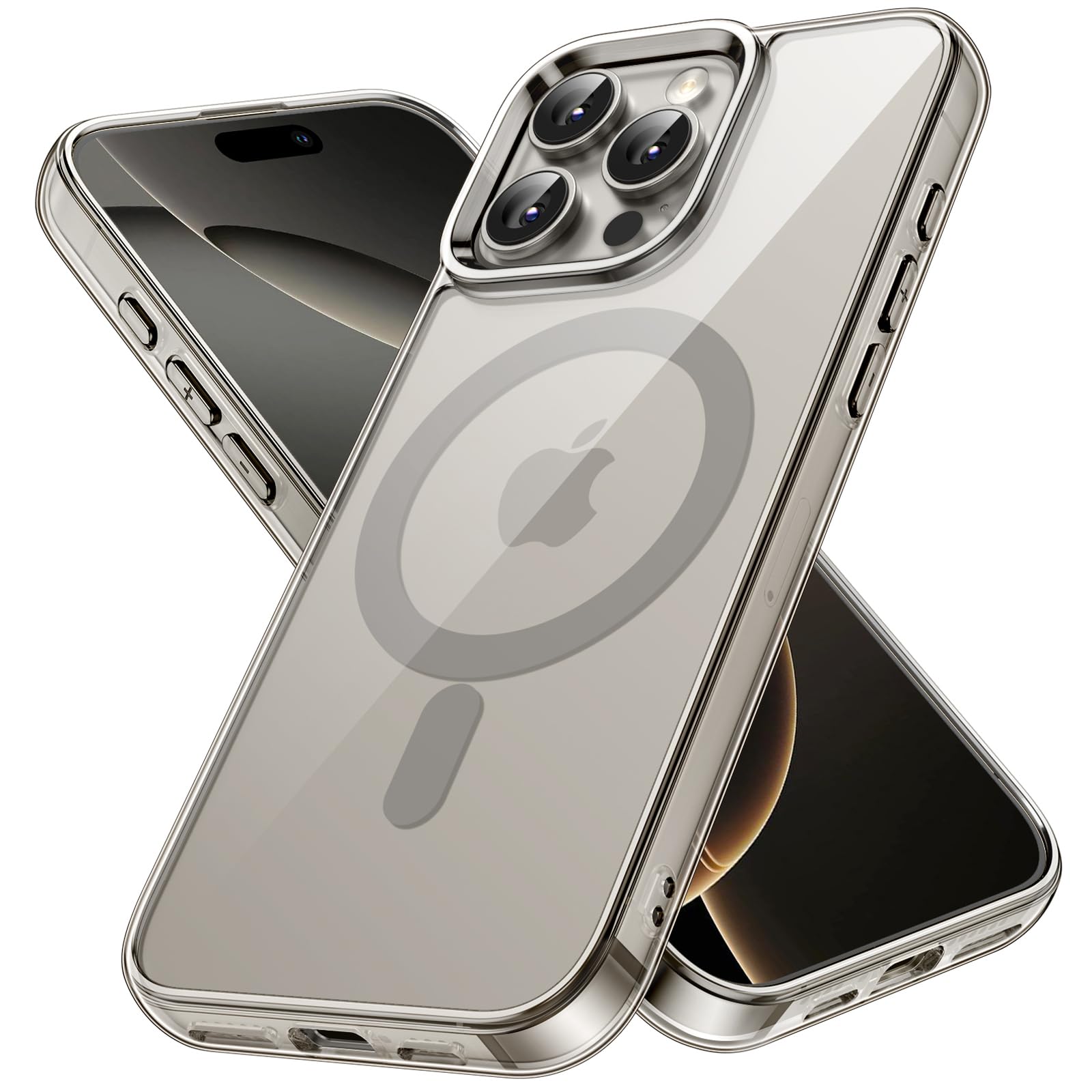 premium aplus module features iPhone with clear case showcasing MagSafe compatibility and sleek design.