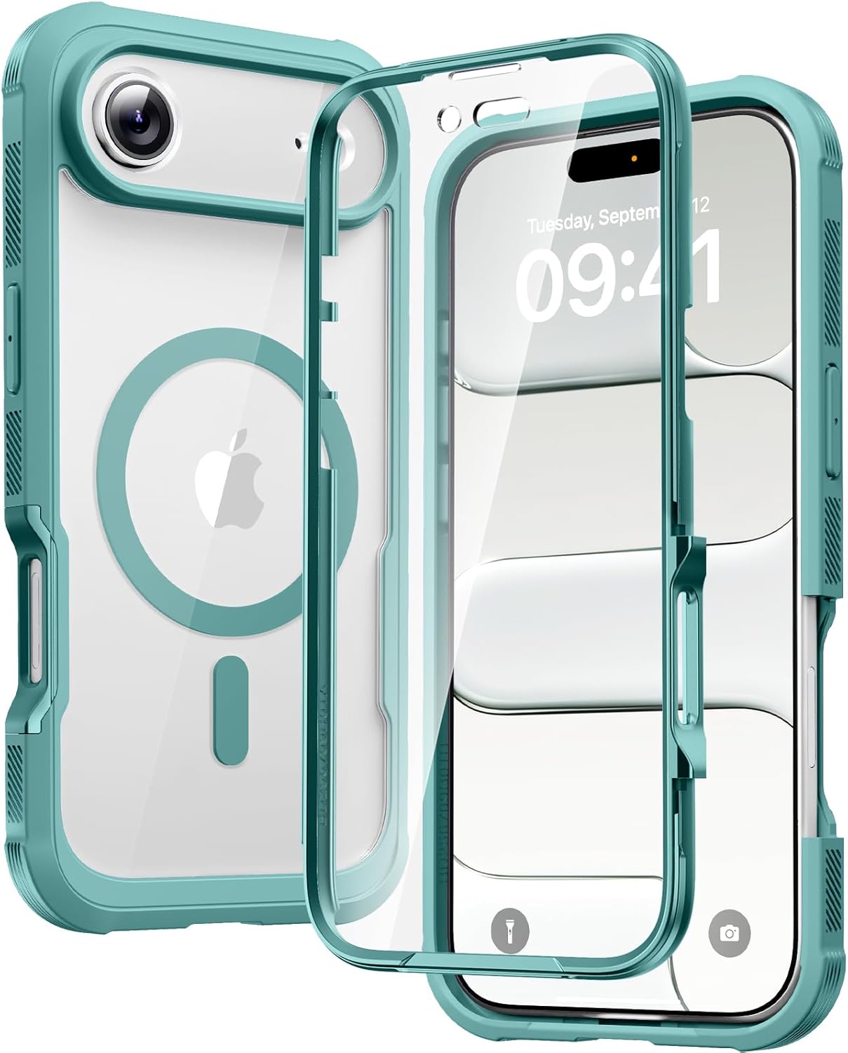 Diaclara Designed for iPhone 15 Case, Full Body Rugged Case with Built-in Touch Sensitive Anti-Scratch Screen Protector, with Camera Lens Protector for iPhone 15 6.1" (Wave Blue)
