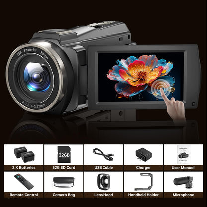 8K Video Camera Camcorder 88MP UHD WiFi Vlogging Cameras for YouTube 18X Digital Zoom IR Night Vision 3.0&