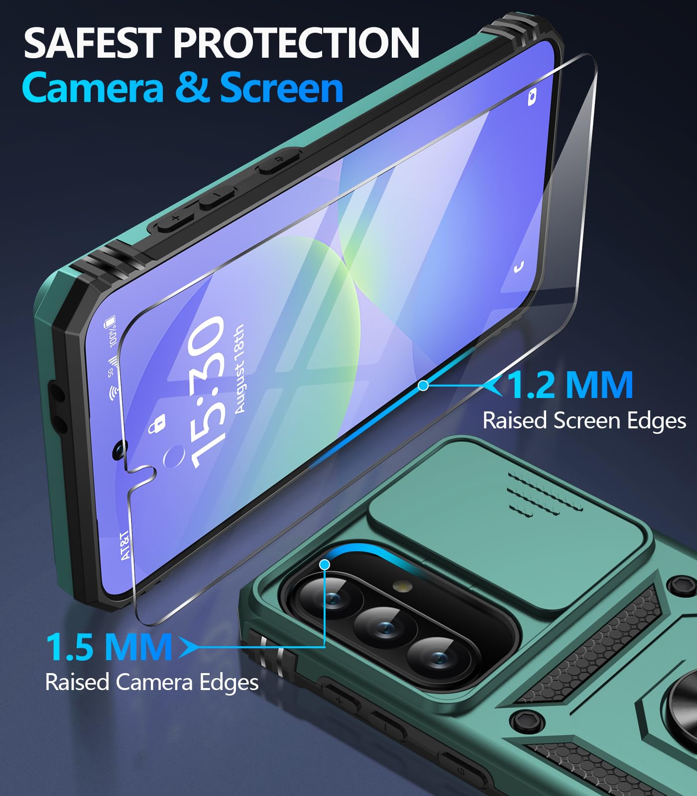 Samsung Galaxy S26 Ultra case with screen protector showing safest protection for camera and screen.