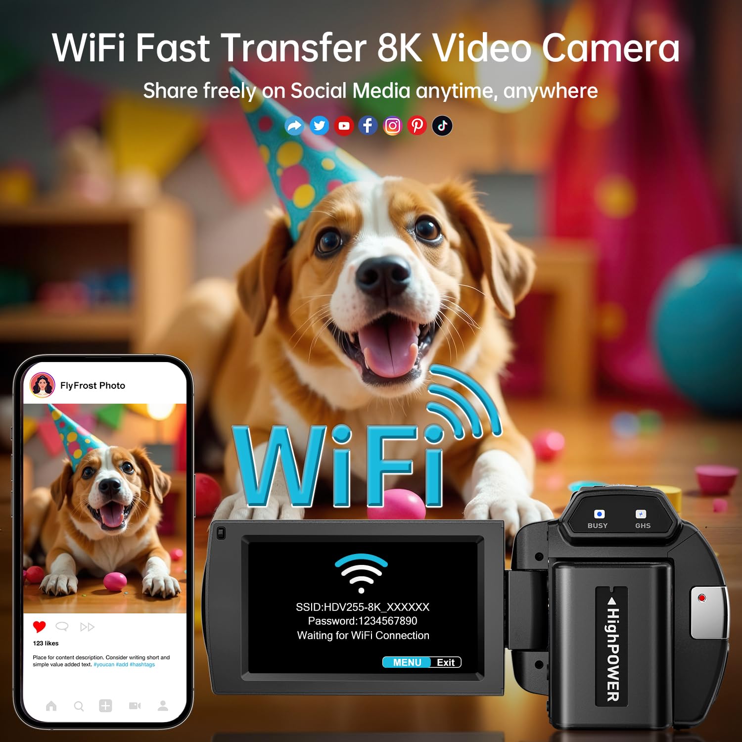 8K Video Camera Camcorder 88MP UHD WiFi Vlogging Cameras for YouTube 18X Digital Zoom IR Night Vision 3.0&