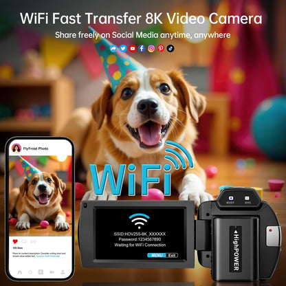 8K Video Camera Camcorder 88MP UHD WiFi Vlogging Cameras for YouTube 18X Digital Zoom IR Night Vision 3.0&