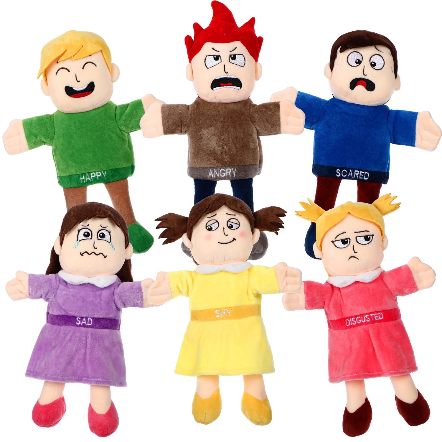 Lenwen 6 Pcs Family Hand Puppet Set Family Members Puppets with Movable Mouth Soft Plush for Boys and Girls Teens Kids Storytelling Play School Teaching Preschool (African American)
