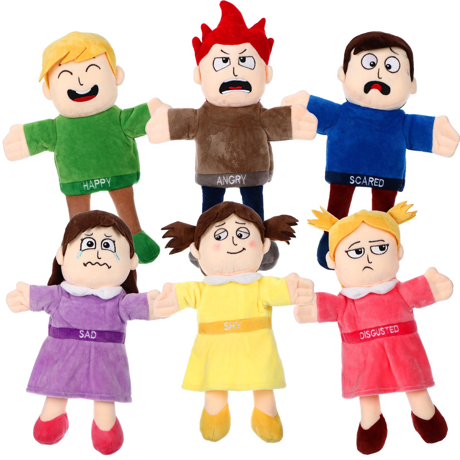 Lenwen 6 Pcs Family Hand Puppet Set Family Members Puppets with Movable Mouth Soft Plush for Boys and Girls Teens Kids Storytelling Play School Teaching Preschool (African American)