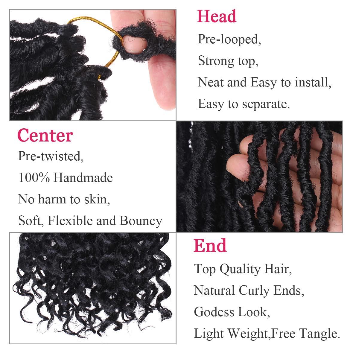 Leeven 7 Packs Faux Locs With Curly Ends 18 Inch Pre-looped Goddess Locs Crochet Hair 84 Strands Natural Black Crochet Bohemian Soft Locs Braiding Hair Extensions With Curls for Women 1B