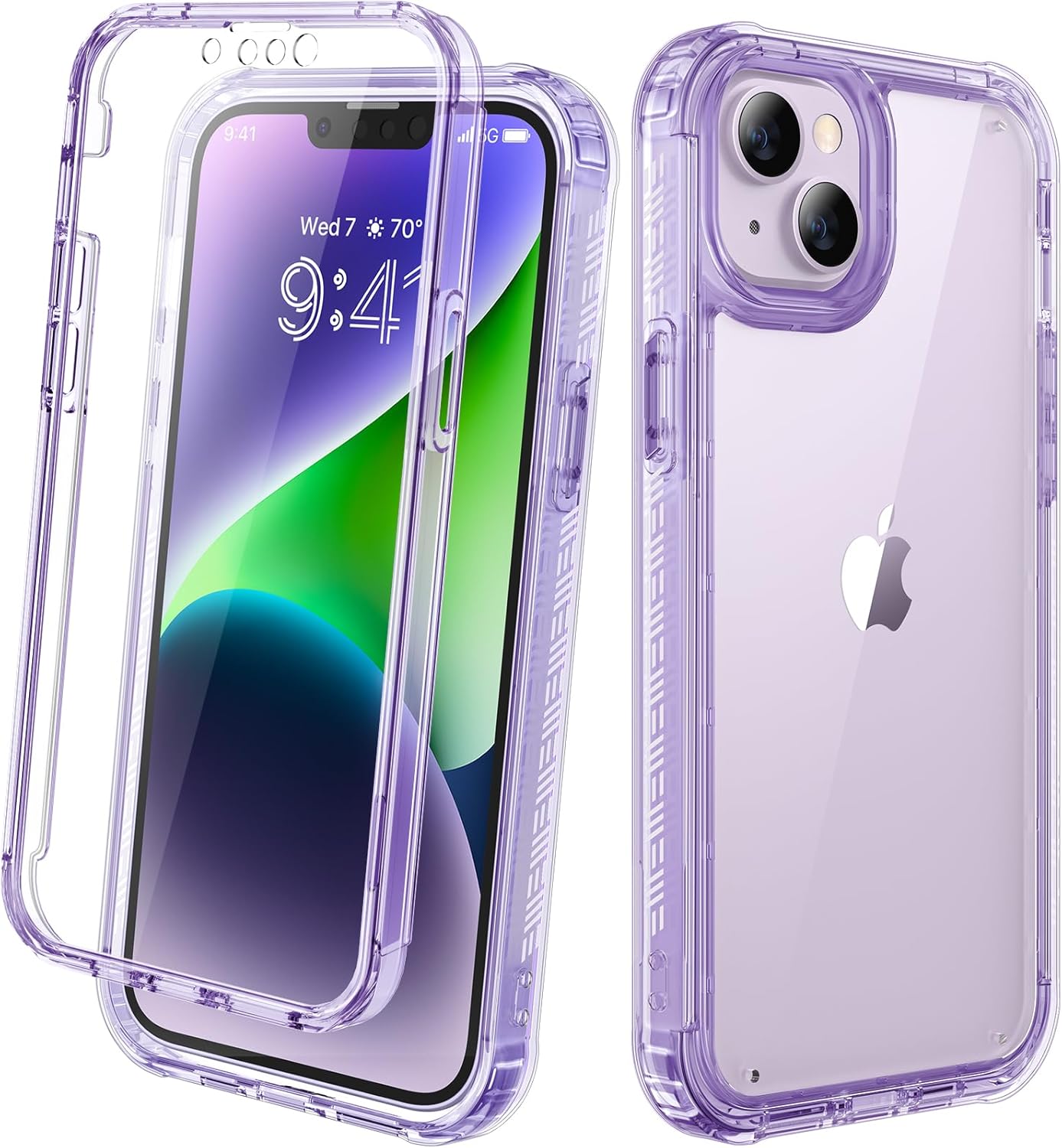 Diaclara Designed for iPhone 15 Case, Full Body Rugged Case with Built-in Touch Sensitive Anti-Scratch Screen Protector, with Camera Lens Protector for iPhone 15 6.1" (Wave Blue)