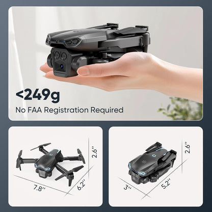 Foldable Drone with 1080P Camera for Beginners &amp; Kids, FPV RC Quadcopter Toys Gifts for Boys Girls, One Key Start, 3D Flips, Gesture Selfie, 3 Speed Modes, 2 Batteries