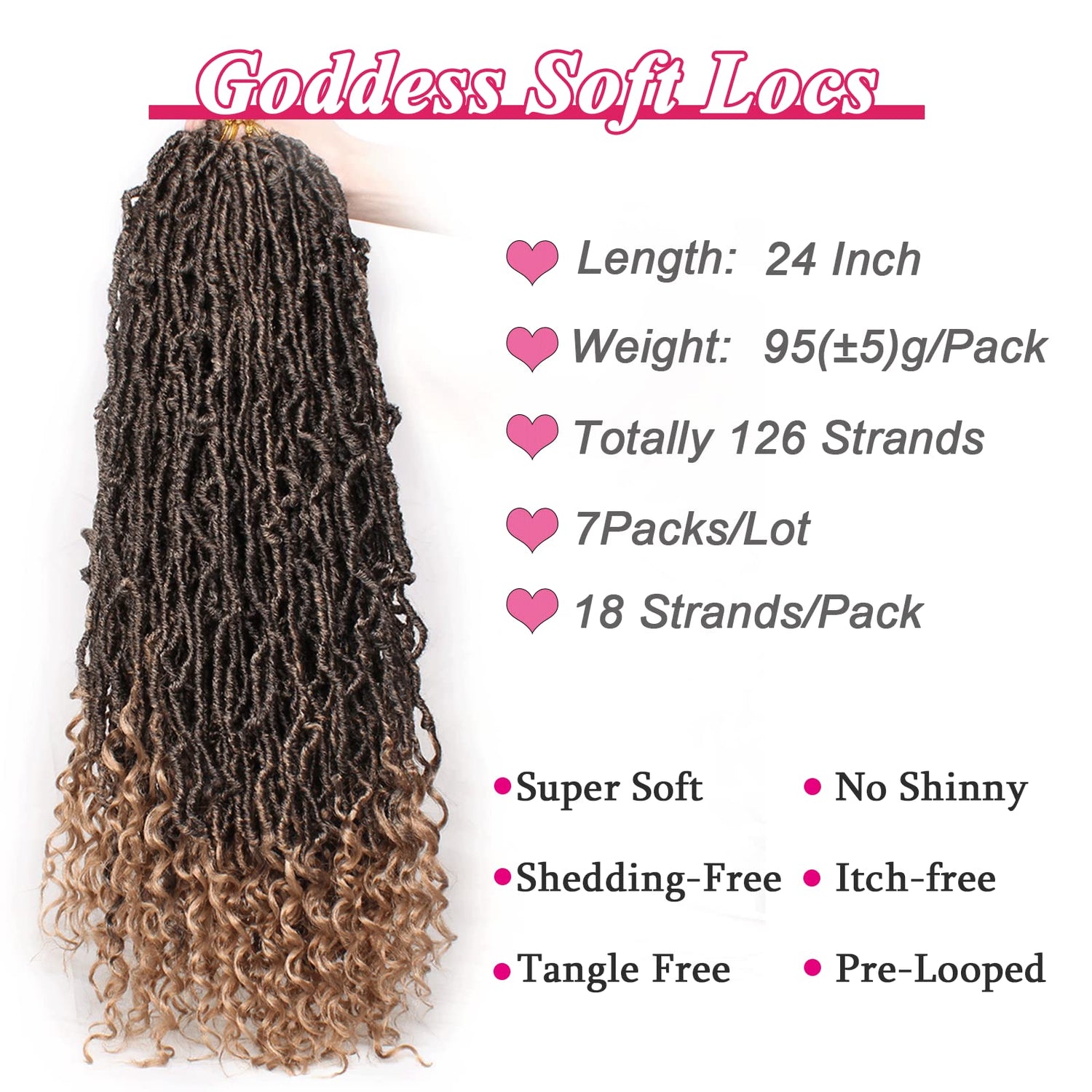 Leeven 7 Packs Faux Locs With Curly Ends 18 Inch Pre-looped Goddess Locs Crochet Hair 84 Strands Natural Black Crochet Bohemian Soft Locs Braiding Hair Extensions With Curls for Women 1B
