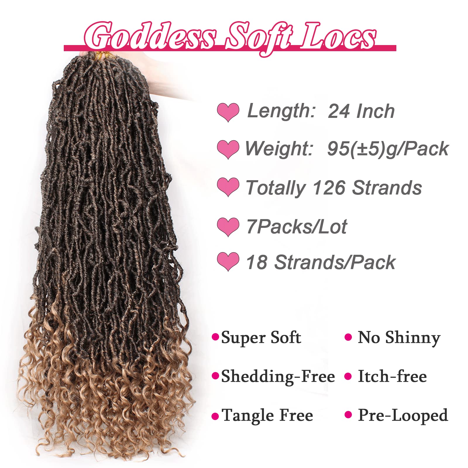 Leeven 7 Packs Faux Locs With Curly Ends 18 Inch Pre-looped Goddess Locs Crochet Hair 84 Strands Natural Black Crochet Bohemian Soft Locs Braiding Hair Extensions With Curls for Women 1B