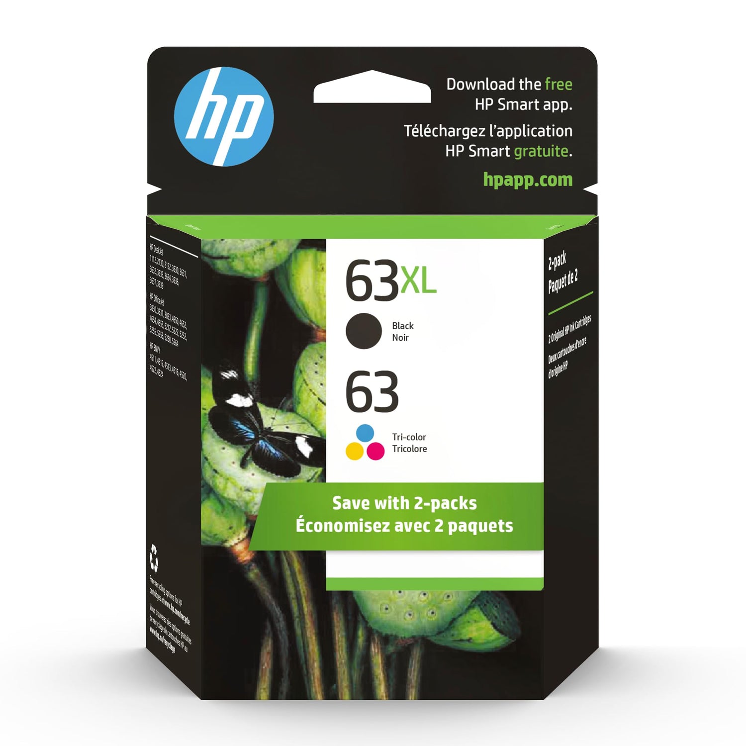 HP 63XL Black High-Yield Printer Ink Cartridge Printers | Works with DeskJet 1112, 2130, 3630;Envy 4510, 4520; OfficeJet 3830, 4650, 5200 | Eligible for Instant Ink | F6U64AN