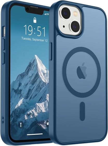 SUPFINE Magnetic for iPhone 14 Case &amp; iPhone 13 Case (Compatible with MagSafe)(Military Grade Drop Protection) Translucent Matte Shockproof Phone Cover,Black