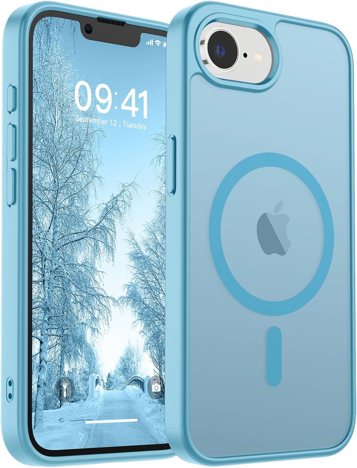 SUPFINE Magnetic for iPhone 14 Case &amp; iPhone 13 Case (Compatible with MagSafe)(Military Grade Drop Protection) Translucent Matte Shockproof Phone Cover,Black
