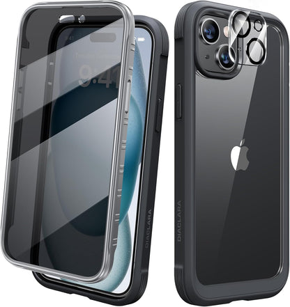 Diaclara Designed for iPhone 15 Case, Full Body Rugged Case with Built-in Touch Sensitive Anti-Scratch Screen Protector, with Camera Lens Protector for iPhone 15 6.1" (Wave Blue)