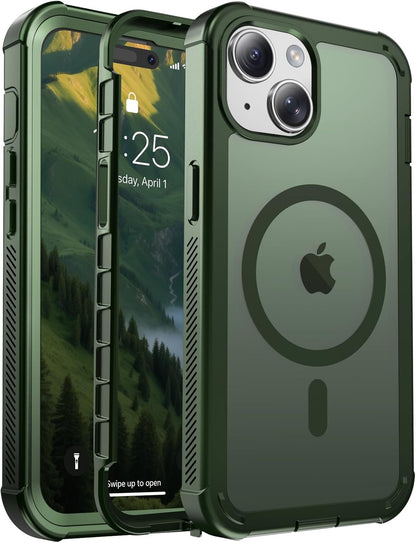 Magnetic for iPhone 14 Case, [Compatible with MagSafe][Military Grade Drop Protection][Heavy Duty Protection][Non-Slip][Shockproof] 2-Layer Durable Bumper Phone Case 6.1&
