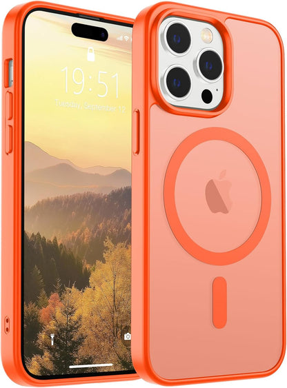 SUPFINE Magnetic for iPhone 14 Case &amp; iPhone 13 Case (Compatible with MagSafe)(Military Grade Drop Protection) Translucent Matte Shockproof Phone Cover,Black