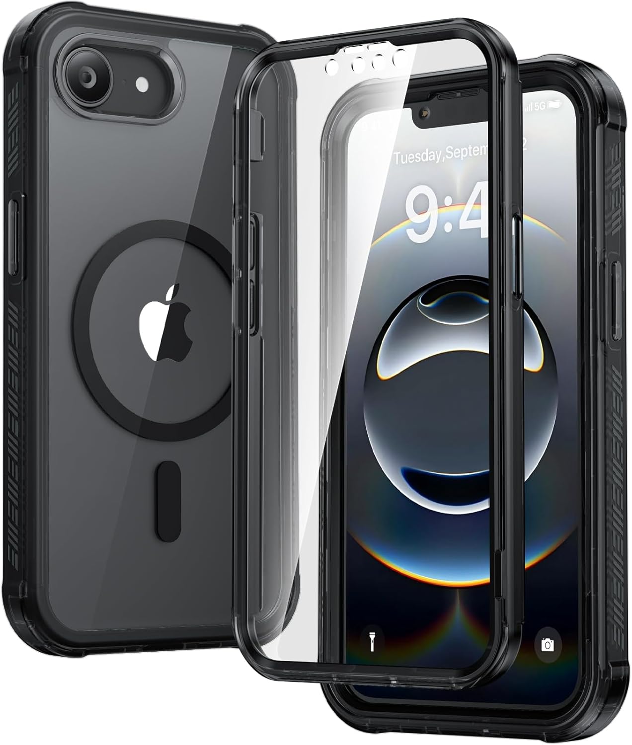 Diaclara Designed for iPhone 15 Case, Full Body Rugged Case with Built-in Touch Sensitive Anti-Scratch Screen Protector, with Camera Lens Protector for iPhone 15 6.1" (Wave Blue)